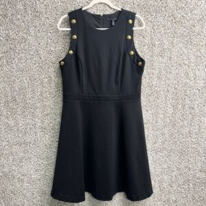 White House Black Market Dress Women’s 14 Gold Button Sleeveless Fit & Flare